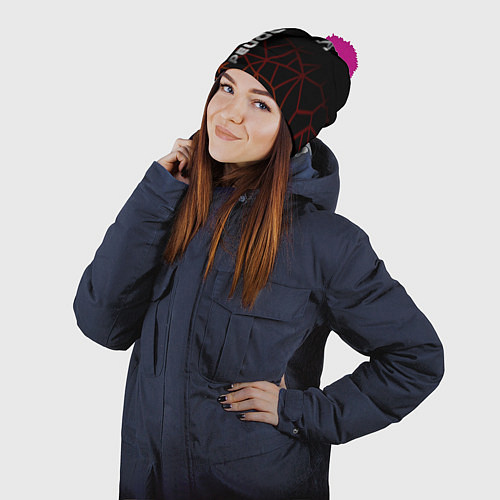 Шапка c помпоном PEUGEOT / 3D-Малиновый – фото 2