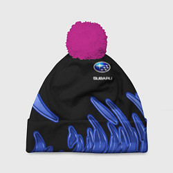 Шапка с помпоном Subaru, цвет: 3D-малиновый