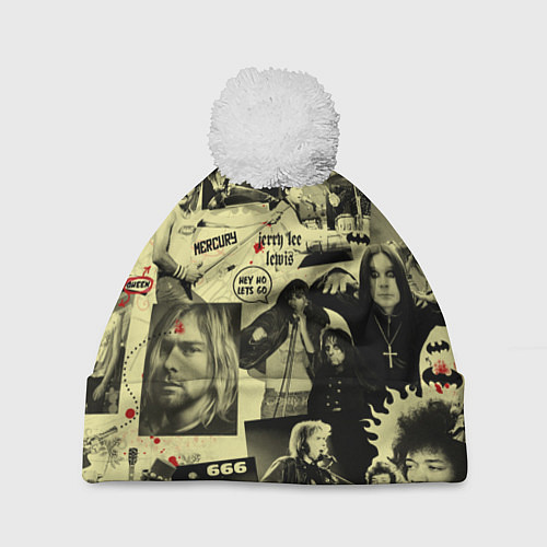 Шапка c помпоном РОК КУМИРЫ / 3D-Белый – фото 1