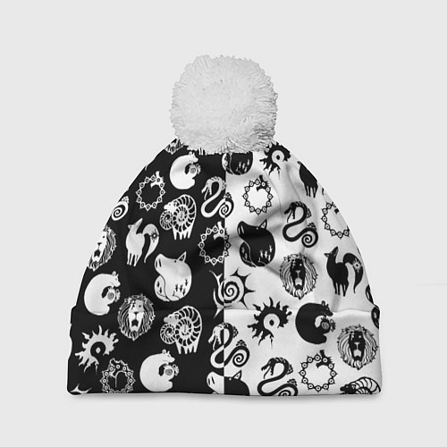 Шапка c помпоном ЭМБЛЕМЫ МАГИЧЕСКАЯ БИТВА JK / 3D-Белый – фото 1
