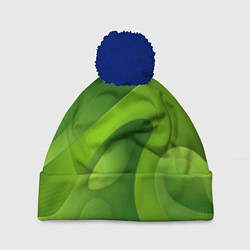 Шапка с помпоном 3d Green abstract, цвет: 3D-тёмно-синий