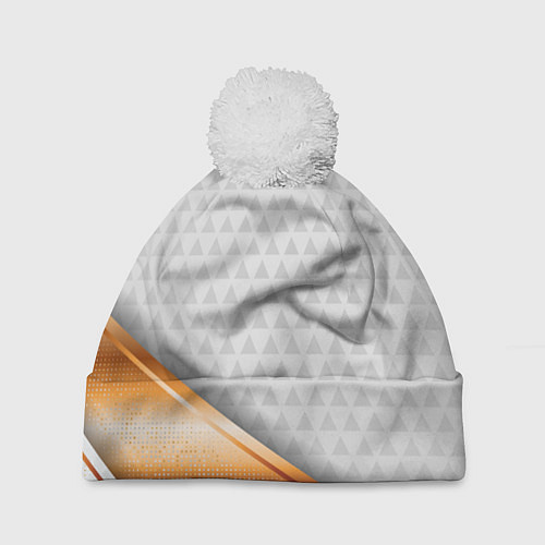 Шапка c помпоном 3D WHITE & GOLD ABSTRACT / 3D-Белый – фото 1