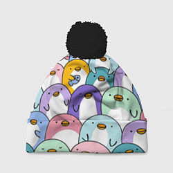 Шапка с помпоном Пингвины, цвет: 3D-черный
