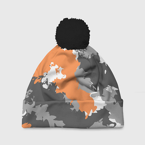 Шапка c помпоном Камуфляж огненный / 3D-Черный – фото 1