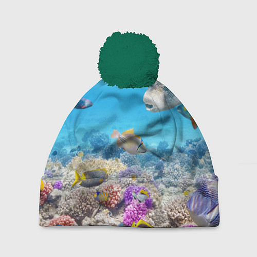 Шапка c помпоном Морской мир / 3D-Зеленый – фото 1
