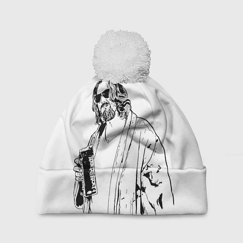 Шапка c помпоном Большой Лебовски Big Lebowski / 3D-Белый – фото 1