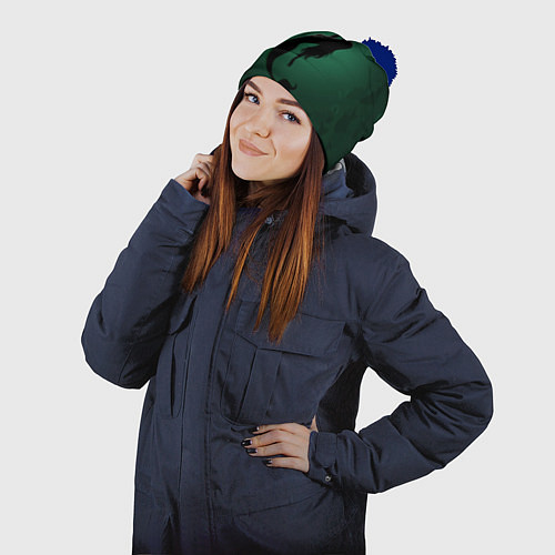 Шапка c помпоном Русалка силуэт / 3D-Тёмно-синий – фото 2