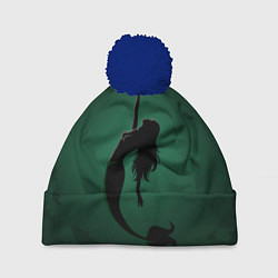 Шапка с помпоном Русалка силуэт, цвет: 3D-тёмно-синий
