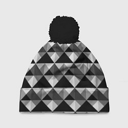 Шапка с помпоном Современный геометрический, цвет: 3D-черный
