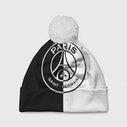 Шапка с помпоном ФК ПСЖ PSG BLACK & WHITE, цвет: 3D-белый