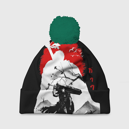 Шапка c помпоном Берсерк силуэт Гатса / 3D-Зеленый – фото 1