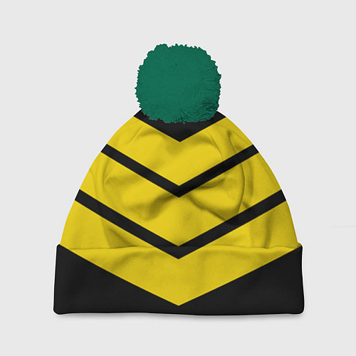 Шапка c помпоном Три полоски / 3D-Зеленый – фото 1