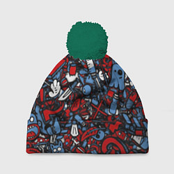 Шапка c помпоном RedBlue stikers