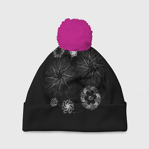 Шапка c помпоном Такие цветы / 3D-Малиновый – фото 1