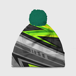 Шапка с помпоном Зеленые линии, цвет: 3D-зеленый