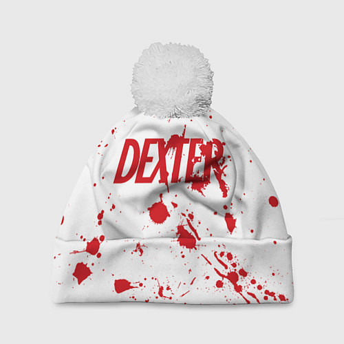 Шапка c помпоном Dexter logo Декстер брызги крови / 3D-Белый – фото 1