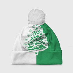 Шапка с помпоном Зелёная Ёлочка, цвет: 3D-белый