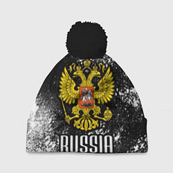 Шапка с помпоном Russia, цвет: 3D-черный