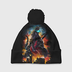 Шапка с помпоном РОКЗИЛЛА, цвет: 3D-черный