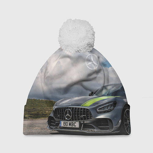 Шапка c помпоном Mercedes V8 Biturbo Racing Team AMG / 3D-Белый – фото 1