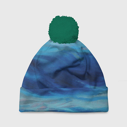 Шапка c помпоном Акварельное море / 3D-Зеленый – фото 1