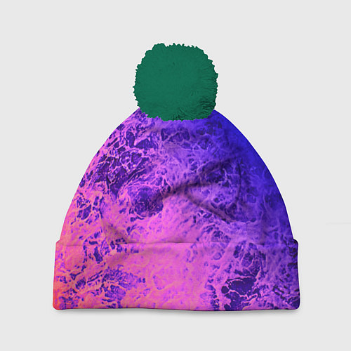Шапка c помпоном Абстрактный пурпурно-синий / 3D-Зеленый – фото 1