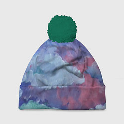 Шапка с помпоном Гуашевые облака, цвет: 3D-зеленый
