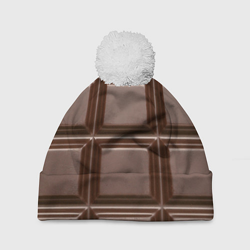 Шапка c помпоном Шоколадная плитка / 3D-Белый – фото 1