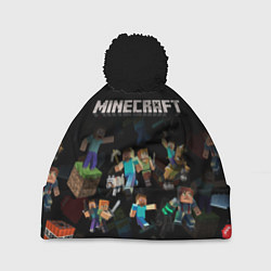 Шапка с помпоном МАЙНКРАФТ ПАТТЕРН ПЕРСОНАЖИ ИГРЫ, цвет: 3D-черный
