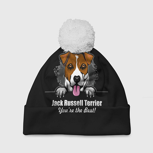 Шапка c помпоном Джек-Рассел-Терьер Jack Russell Terrier / 3D-Белый – фото 1