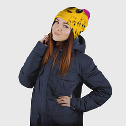 Шапка с помпоном FORTNITE BANANA FACE ФОРТНАЙТ БАНАН, цвет: 3D-малиновый — фото 2