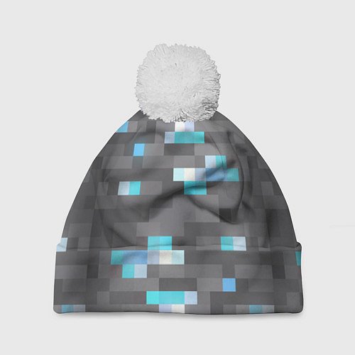Шапка c помпоном АЛМАЗНАЯ РУДА DIAMOND ORE MINCRAFT / 3D-Белый – фото 1