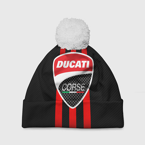 Шапка c помпоном DUCATI CARBON LOGO ITALY CONCERN / 3D-Белый – фото 1