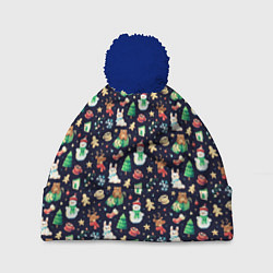 Шапка с помпоном Christmas Holiday, цвет: 3D-тёмно-синий
