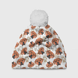 Шапка с помпоном Собака Родезийский Риджбек, цвет: 3D-белый