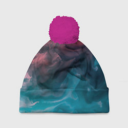 Шапка с помпоном Туманная вода, цвет: 3D-малиновый
