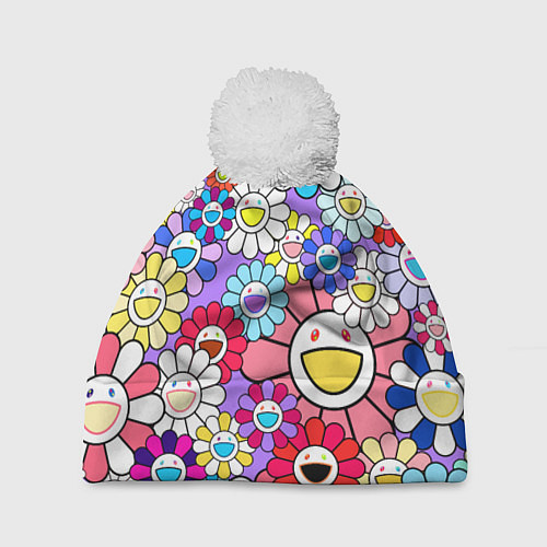 Шапка c помпоном Цветы Takashi Murakami / 3D-Белый – фото 1