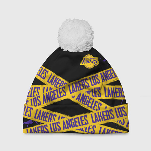 Шапка c помпоном LAKERS LOGO БРЫЗГИ КРАСОК / 3D-Белый – фото 1