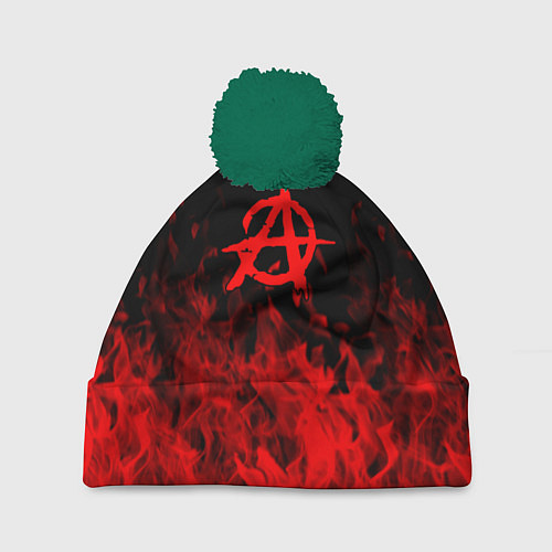 Шапка c помпоном Гражданская оборона пламя / 3D-Зеленый – фото 1
