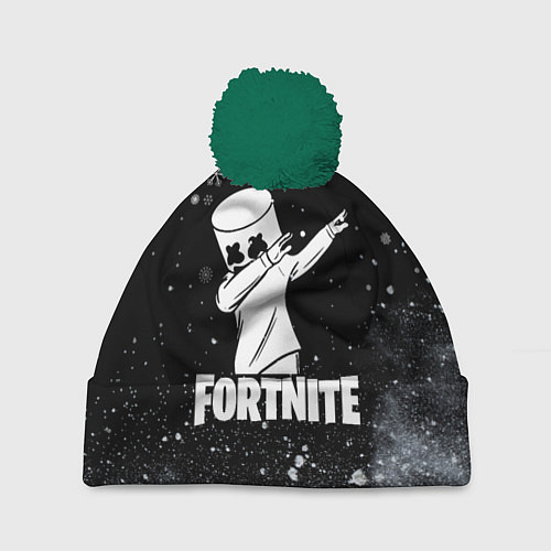 Шапка c помпоном НОВОГОДНИЙ FORTNITE MARSHMELLO / 3D-Зеленый – фото 1
