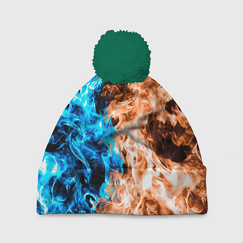 Шапка c помпоном Огненное пламя / 3D-Зеленый – фото 1