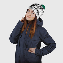 Шапка с помпоном GEOMETRY DASH BLACK & WHITE SMILE, цвет: 3D-зеленый — фото 2