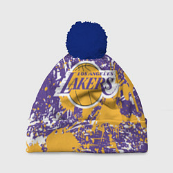 Шапка c помпоном LAKERS ФИРМЕННЫЕ ЦВЕТА БРЫЗГИ КРАСОК LA
