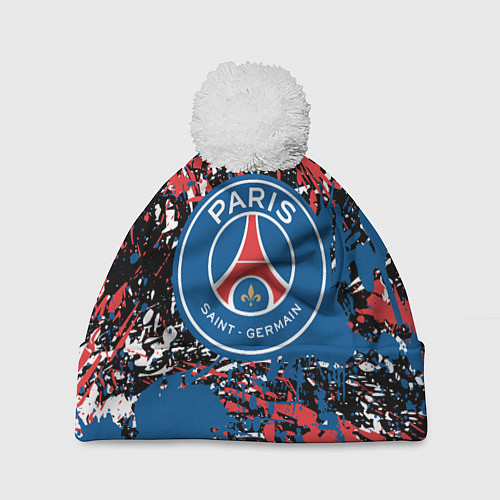 Шапка c помпоном PSG БРЫЗГИ КРАСОК СПОРТ / 3D-Белый – фото 1