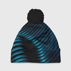 Шапка с помпоном Волны голубого металла, цвет: 3D-черный