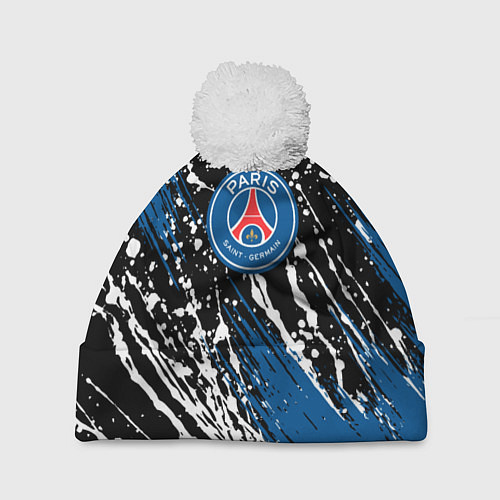 Шапка c помпоном PSG футбольный клуб / 3D-Белый – фото 1