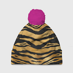Шапка с помпоном Текстура шкуры тигра, цвет: 3D-малиновый