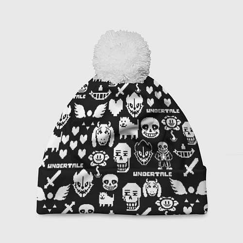 Шапка c помпоном UNDERTALE PATTERN БЕЛЫЙ / 3D-Белый – фото 1