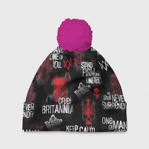 Шапка c помпоном WATCH DOGS LEGION REVOLUTION PATTERN / 3D-Малиновый – фото 1