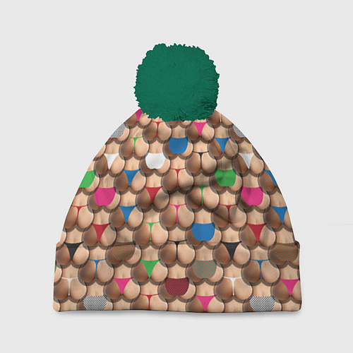 Шапка c помпоном Попки / 3D-Зеленый – фото 1